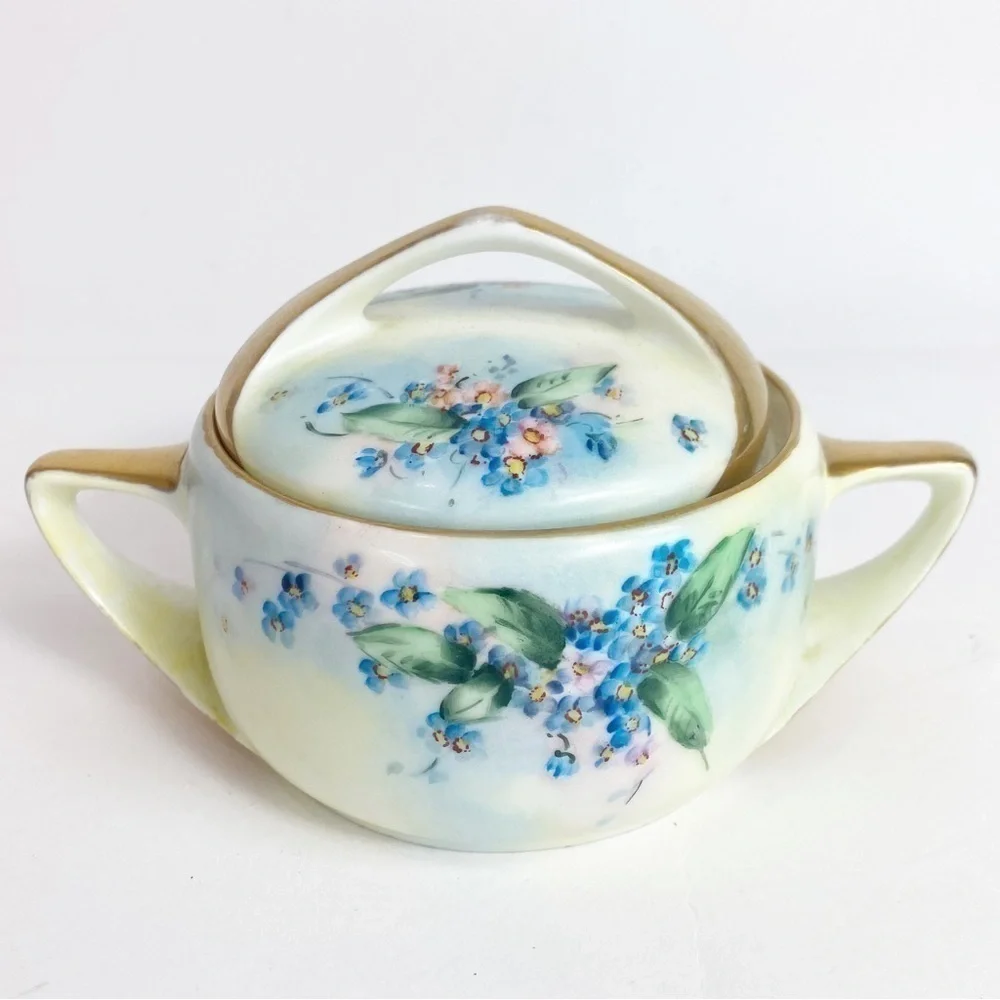 Vintage Rosenthal Bavaria Donatello Sugar Bowl with Lid and Creamer Set Gold Rim